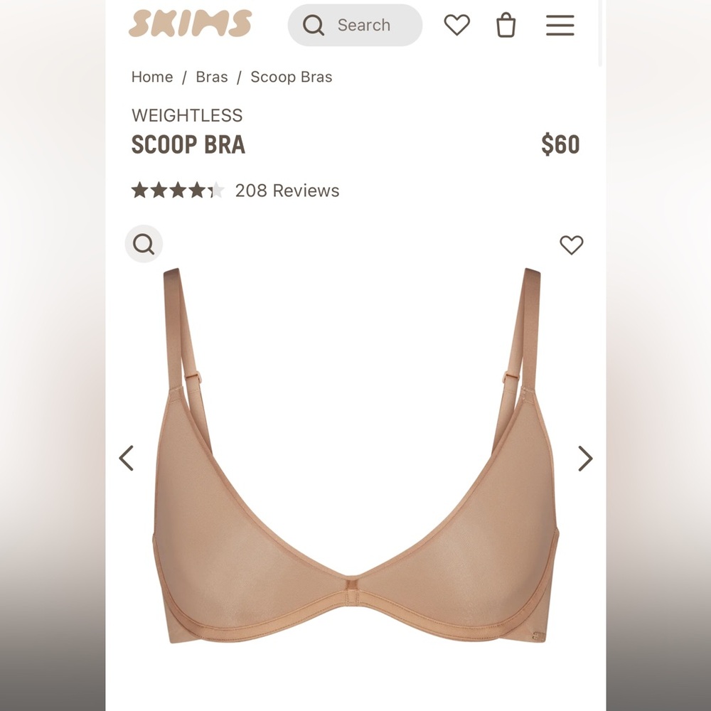 SKIMS weightless scoop bra 36D NWT